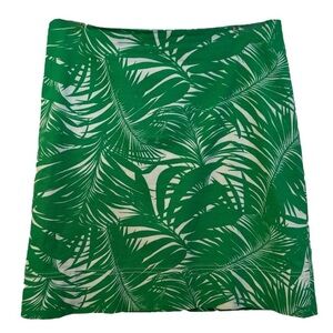 Talbots mini knee length Green palm leaves skirt size 8